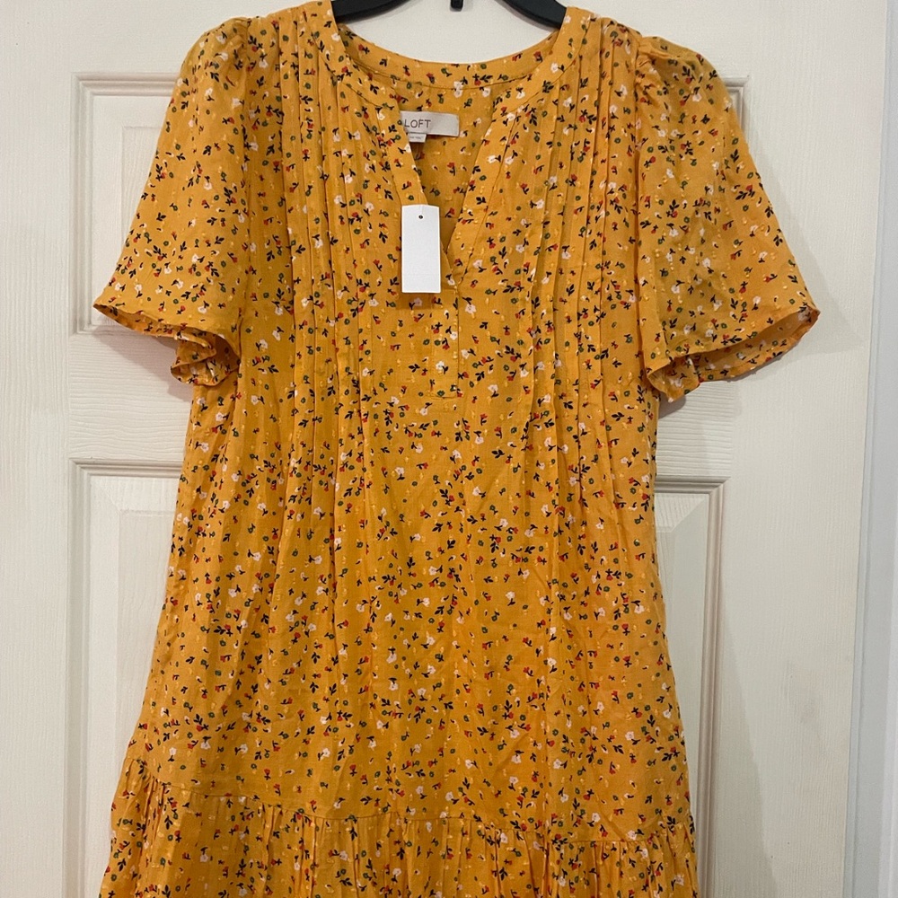 LOFT Yellow Floral Dress